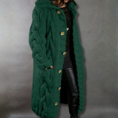 Alethea | Elegant Cosy Blue Cable Knit Coat With Tummy Coverage