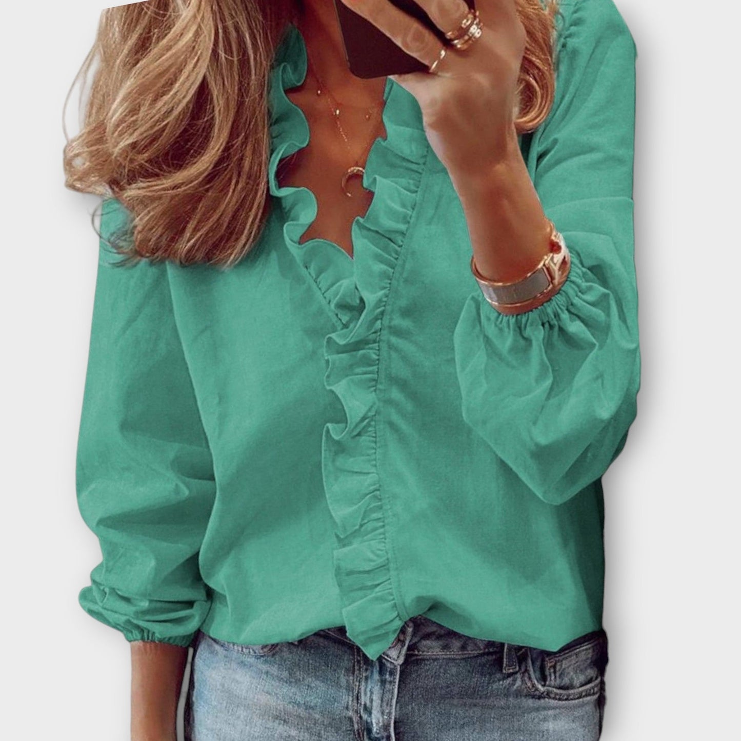 Calista | Ruffled White Elegant Summer Blouse