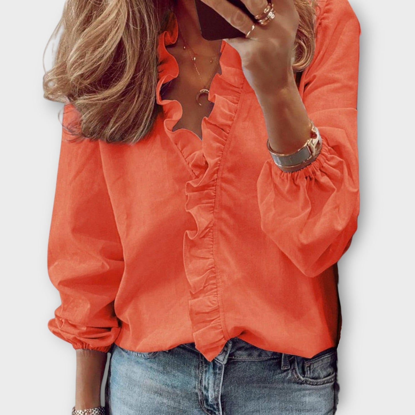 Calista | Ruffled White Elegant Summer Blouse