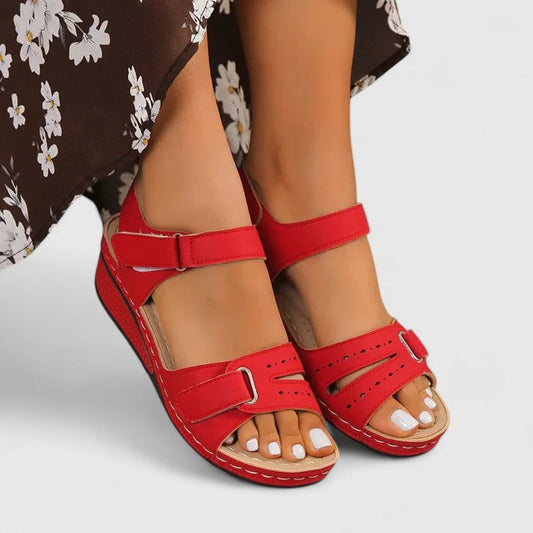 Calantha | Red Strappy Orthopedic Sandals