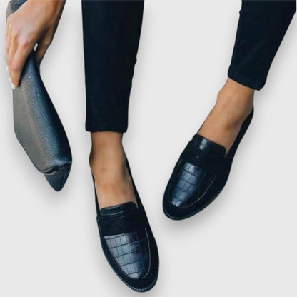 Calista | Black Croco Orthopedic Loafers
