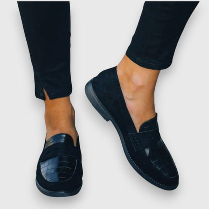 Calista | Black Croco Orthopedic Loafers