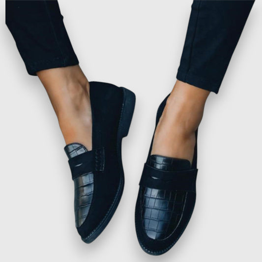 Calista | Black Croco Orthopedic Loafers