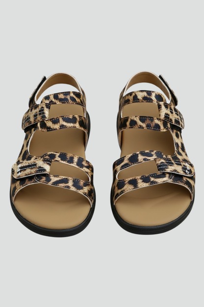 Astrid | Women’s Heeled Sandals Multi Strap Toe in Leopard Print