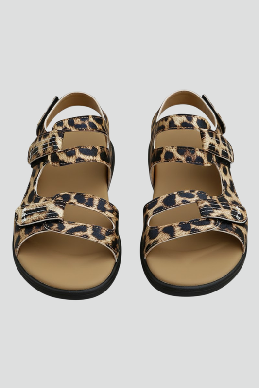 Astrid | Women’s Heeled Sandals Multi Strap Toe in Leopard Print
