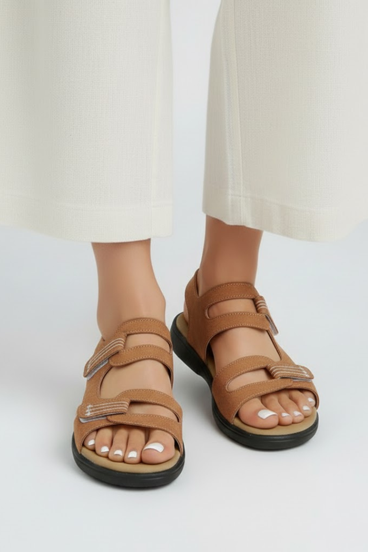 Astrid | Women’s Heeled Sandals Multi Strap Toe in Leopard Print