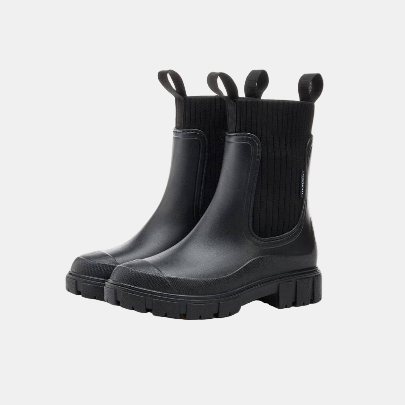 Aurora | Black Ribbed Orthopedic Boots