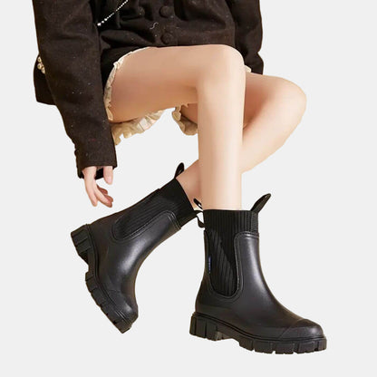 Aurora | Black Ribbed Orthopedic Boots