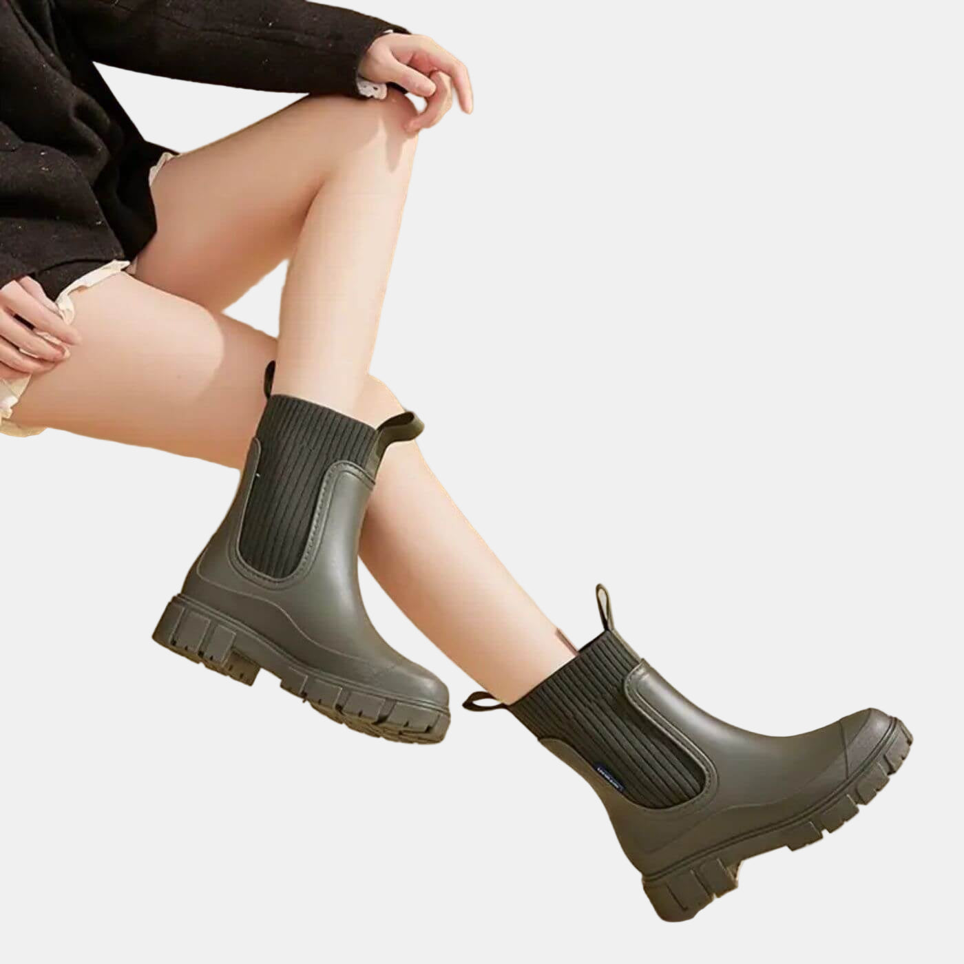 Aurora | Black Ribbed Orthopedic Boots