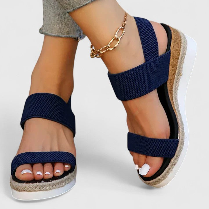 Alethea | Black Wedge Orthopedic Sandals