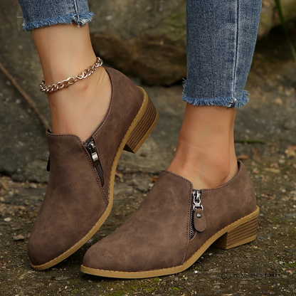 Alethea | Suede Orthopedic Zip-Up Ankle Boots