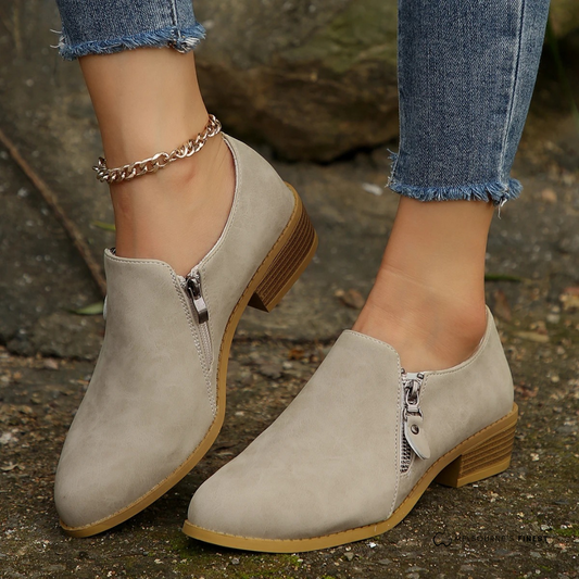 Alethea | Suede Orthopedic Zip-Up Ankle Boots