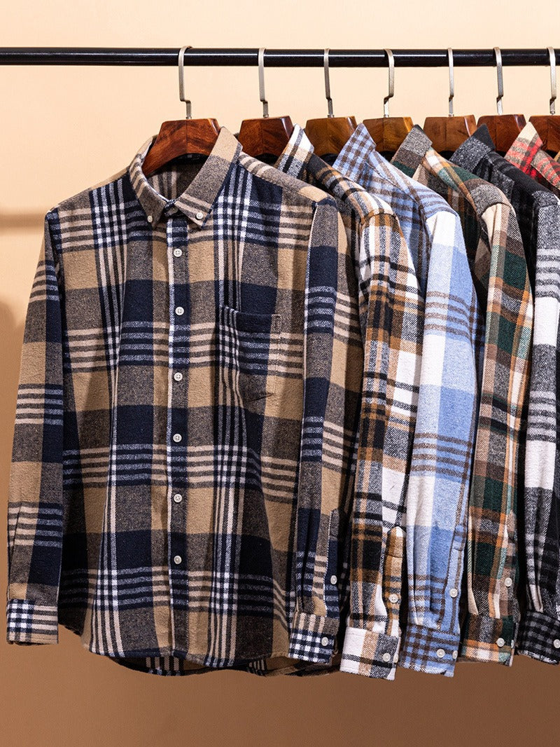 Beckett | Brown & Navy Checked Cotton Shirt