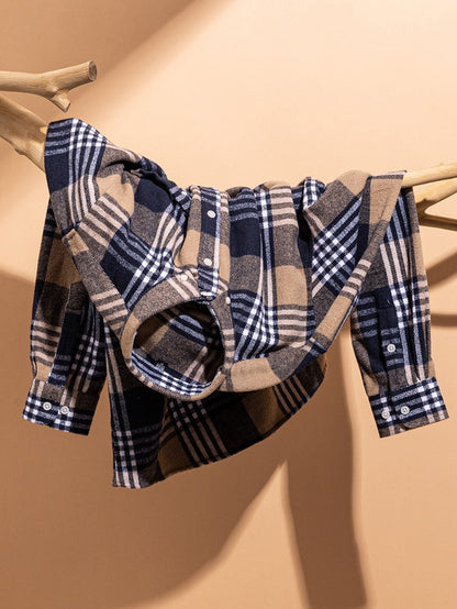 Beckett | Brown Plaid Checked Cotton Shirt