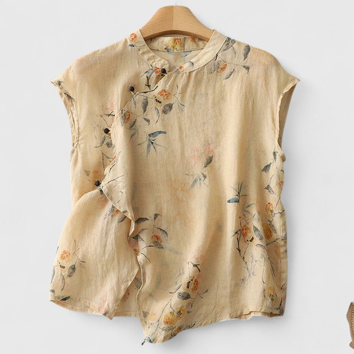 Alethea | Floral Linen Elegant Top
