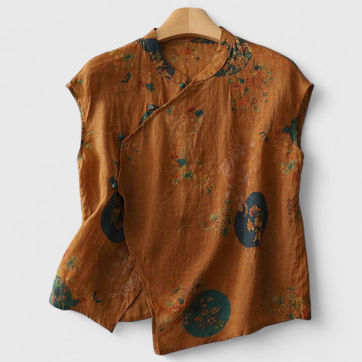 Alethea | Floral Linen Elegant Top