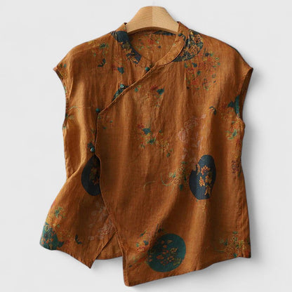 Alethea | Floral Linen Elegant Top