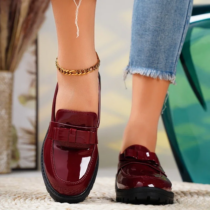 Calista | Women’s Orthopedic Platform Slip On Loafers - Red Patent Leather