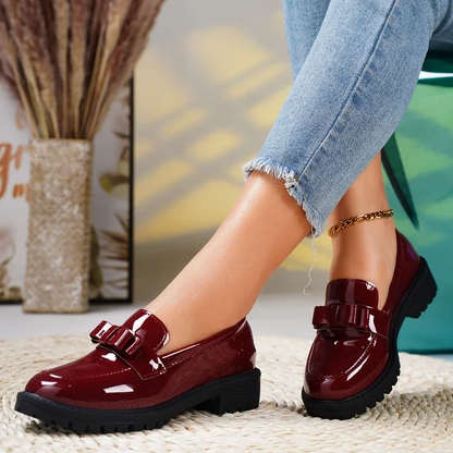 Calista | Women’s Orthopedic Platform Slip On Loafers in Burgundy Patent