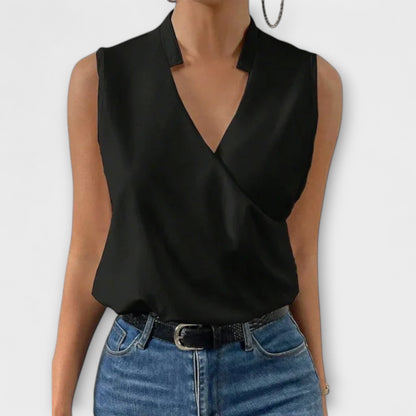 Elegant White Asymmetrical Sophisticated V-Neck Top