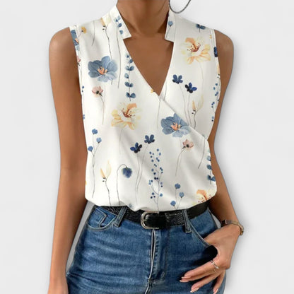 Elegant White Asymmetrical Sophisticated V-Neck Top