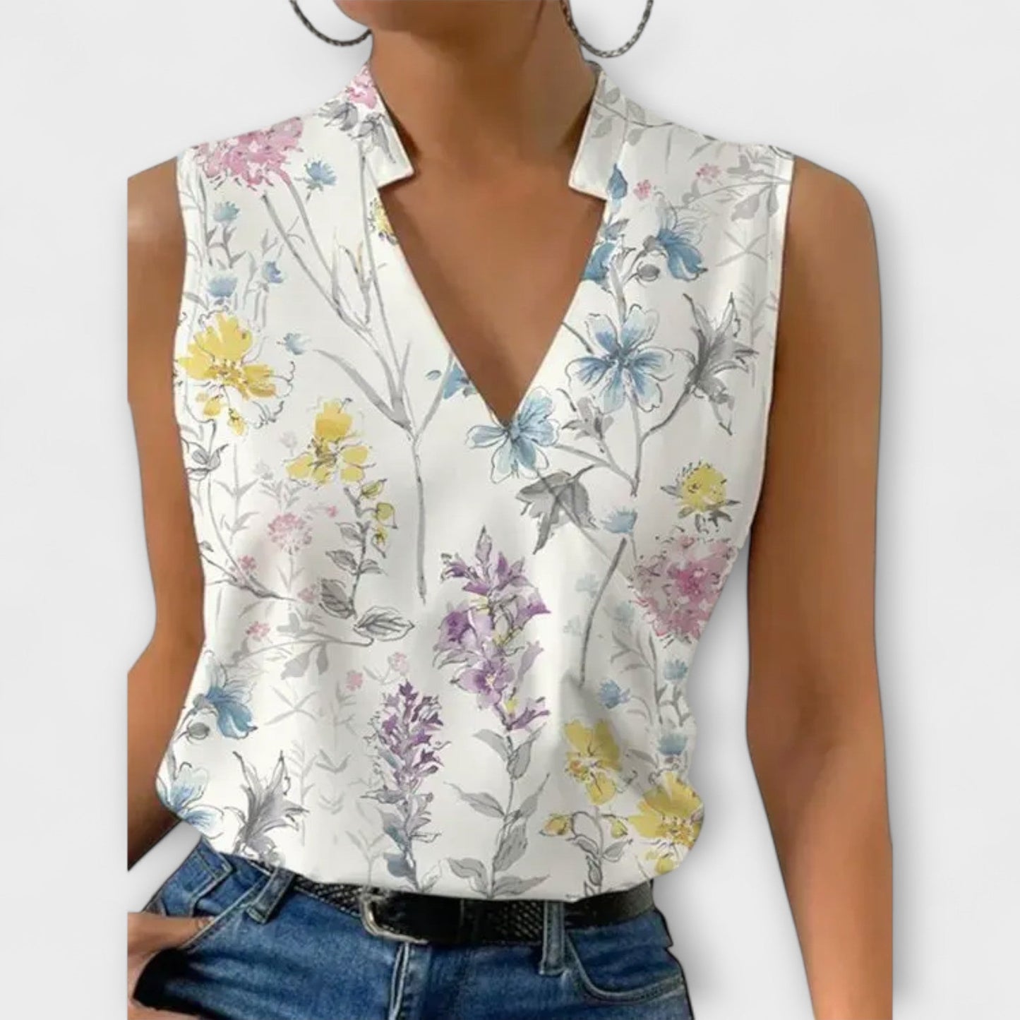 Elegant White Asymmetrical Sophisticated V-Neck Top
