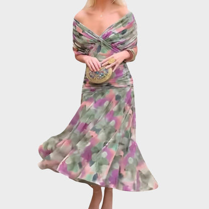 Calantha | Elegant Floral Silk Dress