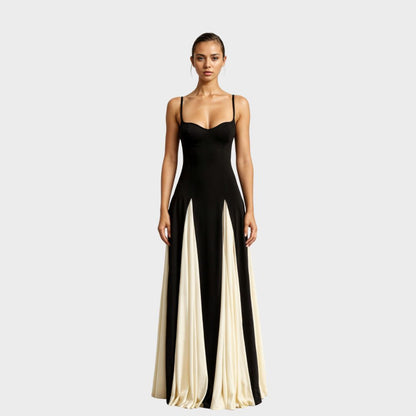 Calantha | Elegant Maxi Dress in Black and Cream