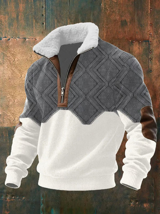 Aurelia | Grey & White Sherpa Lined Shirt With Raised Collar And Lining