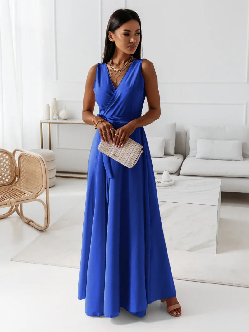 Alethea | Elegant Blush Pink Wrap Maxi Dress for Women Wedding Guest