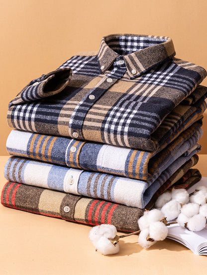 Beckett | Brown Plaid Checked Cotton Shirt
