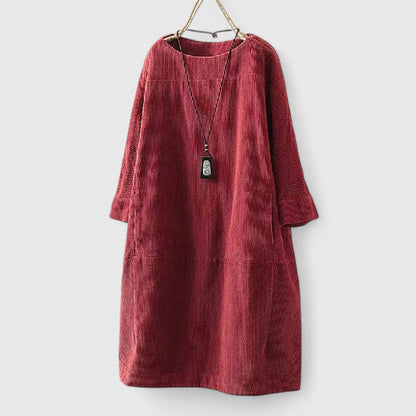 Alethea | Brown Cotton Comfortable Midi Dress