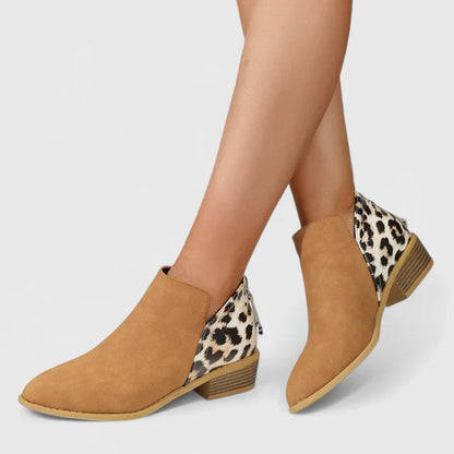 Calantha | Black Suede Orthopedic Boots with Leopard Accent