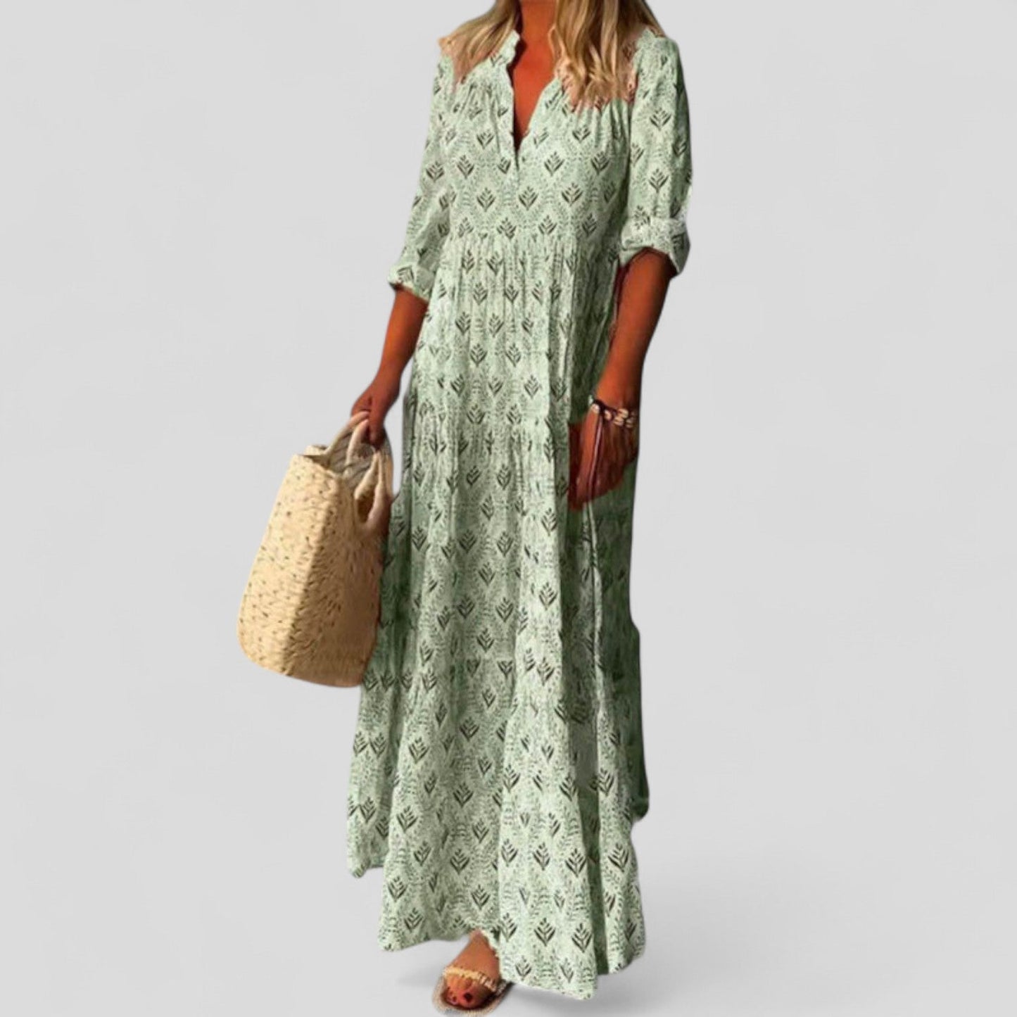 Calantha | Elegant Light Blue Sophisticated Maxi Dress