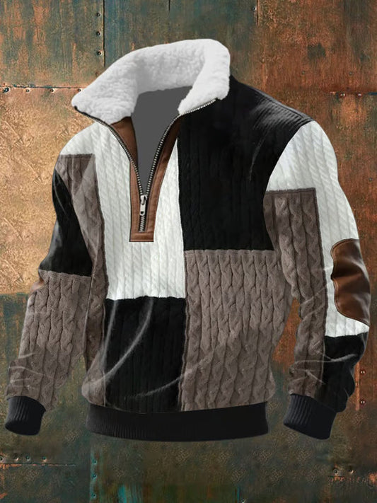 Aurelia | Sweater With Raised Fur Collar - Earthy Tones