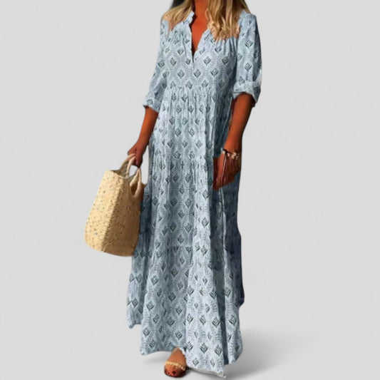 Calantha | Elegant Light Blue Sophisticated Maxi Dress