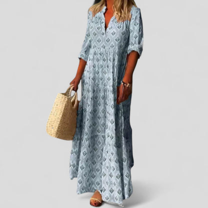 Calantha | Elegant Light Blue Sophisticated Maxi Dress