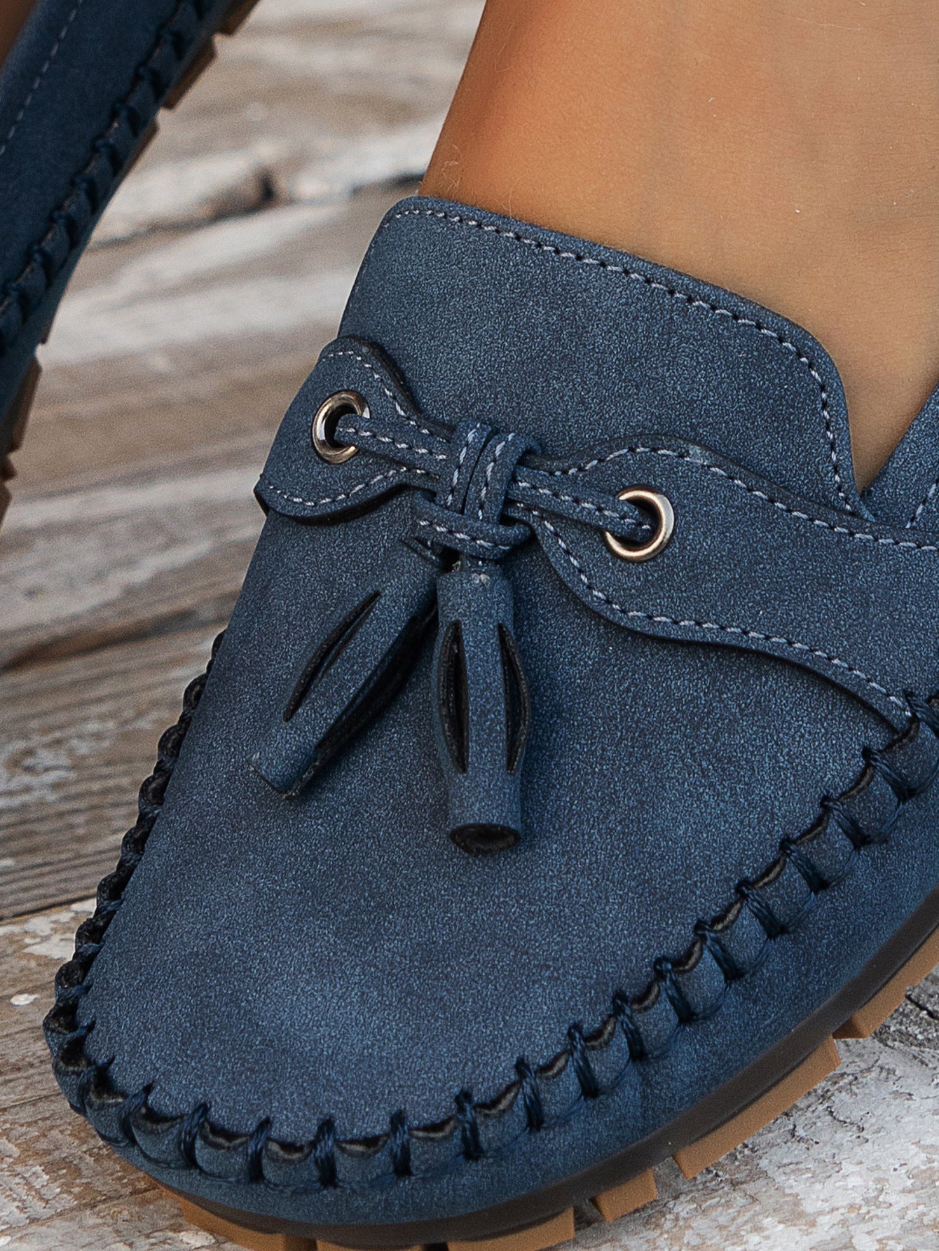 Astrid | Navy Blue Comfortable Soft Moccasins