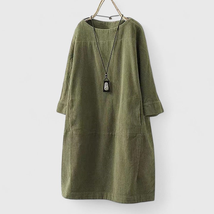Alethea | Brown Cotton Comfortable Midi Dress