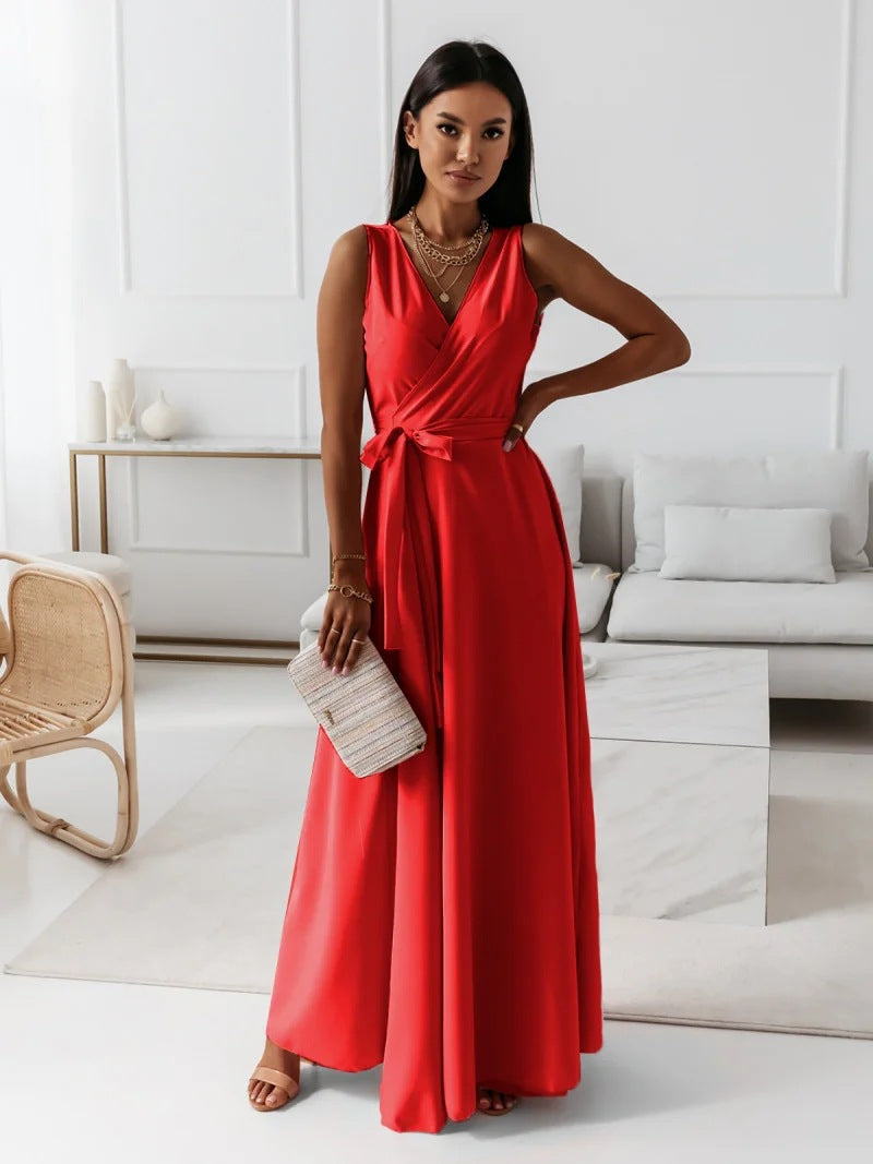 Alethea | Elegant Blush Pink Wrap Maxi Dress for Women Wedding Guest