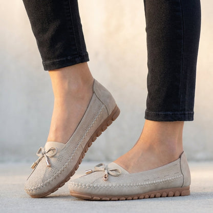 Alethea | Suede Women's Orthopedic Perforated Bow Comfort Loafers