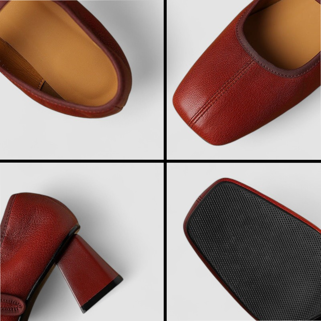 Calista | Black Leather Orthopedic Mary Jane Shoes