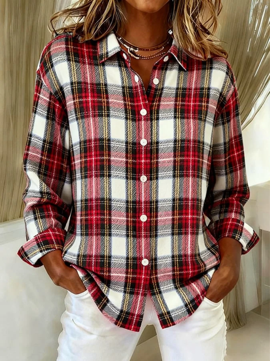 Astrid | Red Plaid Classic Checked Blouse