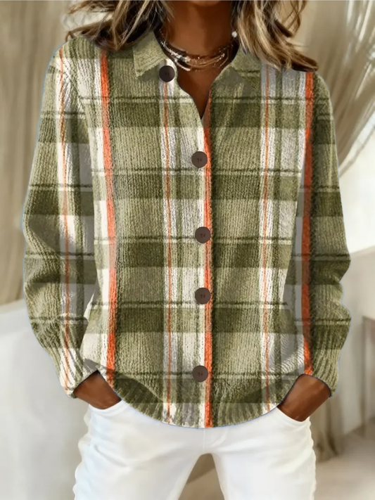 Astrid | Olive Green Checkered Blouse