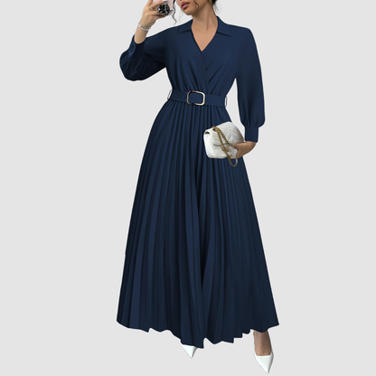 Aurelia | Elegant Black Pleated Everyday Elegance Dress