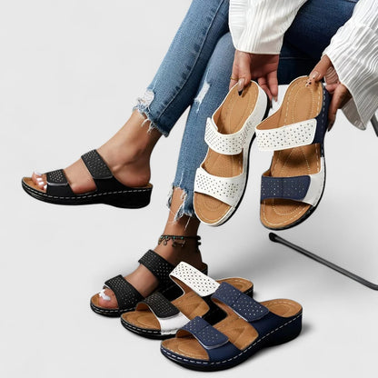 Calantha | White Two-Strap Orthopedic Sandals