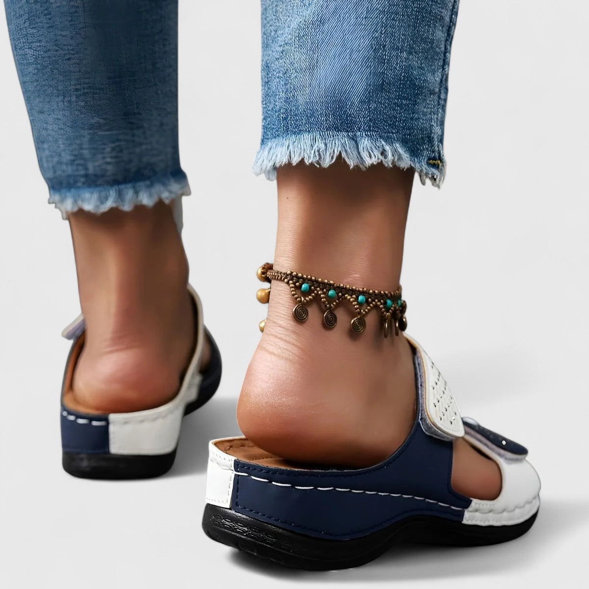 Calantha | White Two-Strap Orthopedic Sandals