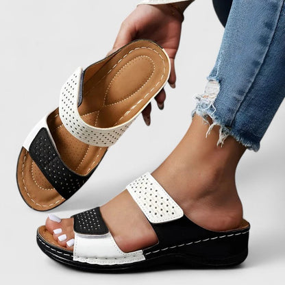 Calista | Luxury Orthopedic Sandals - White, Navy & Black