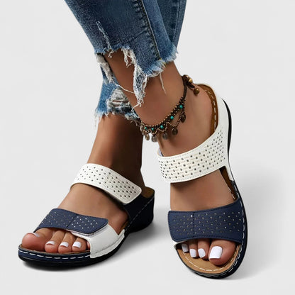 Calista | White Two-Strap Orthopedic Sandals