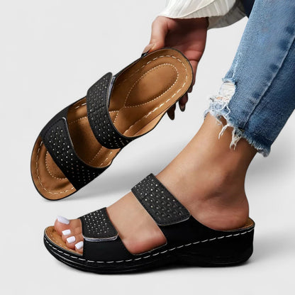 Calantha | White Two-Strap Orthopedic Sandals